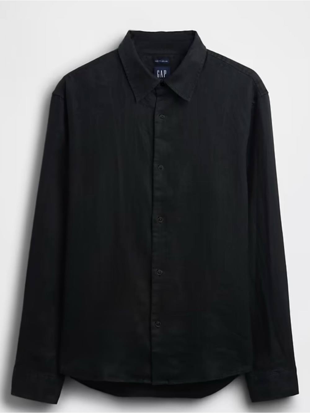 GAP Mens M 100% Linen Long Sleeve Button Up Shirt Black Navy Linen Camp Shirt